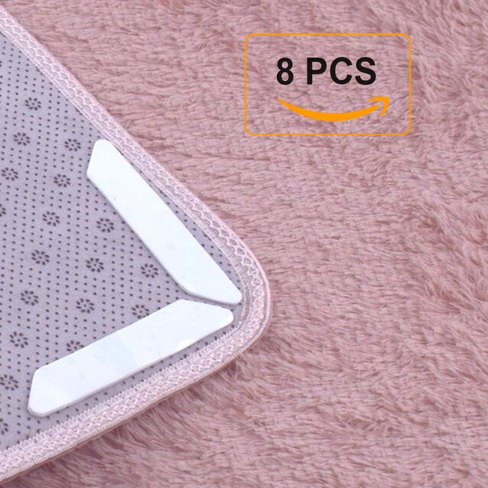 Rug Grippers 8 pcs Anti Slip Straight White Carpet Gripper for