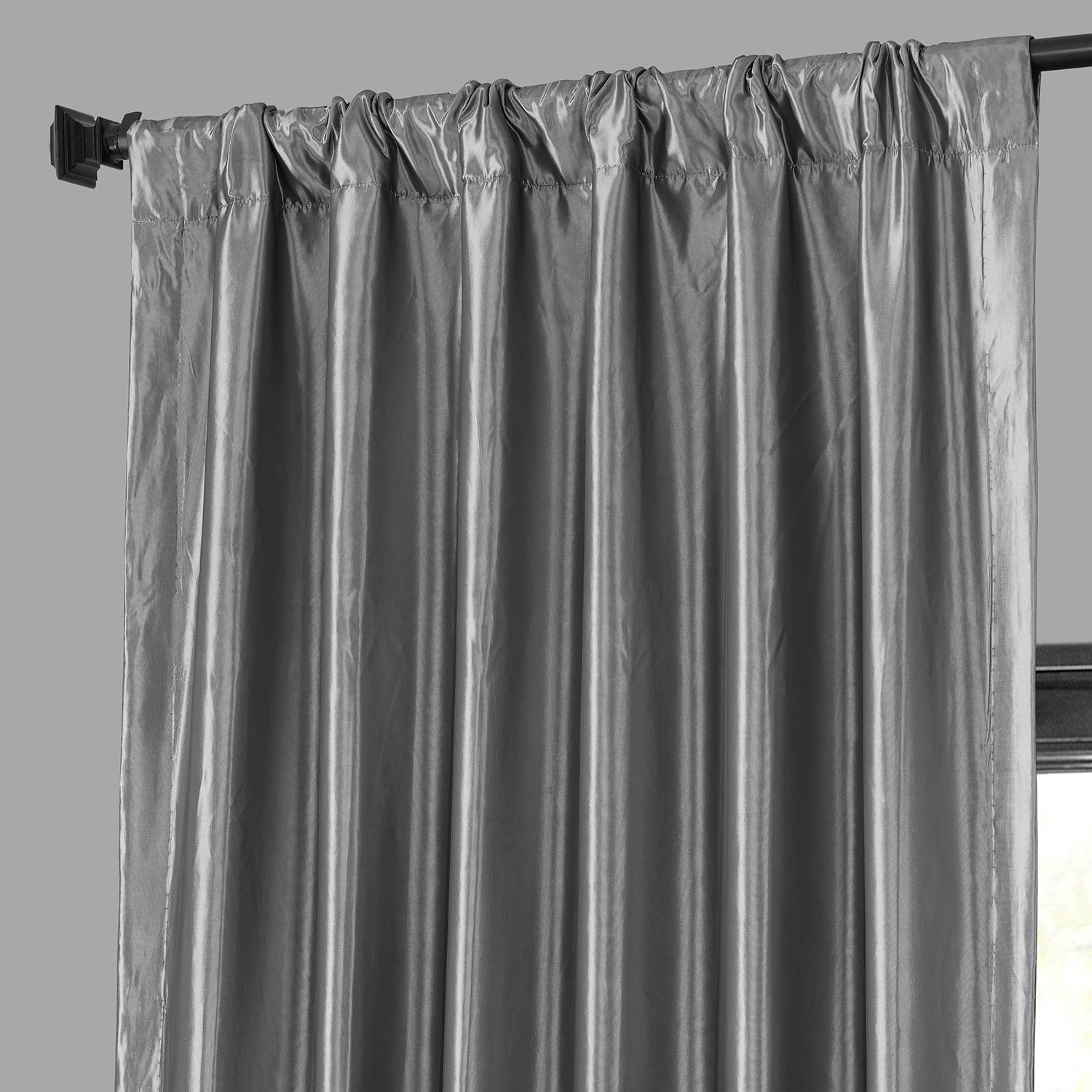 Platinum Blackout Faux Silk Taffeta Curtain (1 Panel), Platinum, 50W X 84L