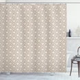 thumbnail image 1 of Floral Shower Curtain, Scroll Style Antique Artistic Spring Blossoms and Leaves with Vintage Effect, Fabric Bathroom Set with Hooks, 69W X 84L Inches Extra Long, Cocoa and Cream, by Ambesonne, 1 of 3