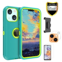 Xihaiying iPhone 13 Mini Case   Screen Protectors   Belt Clip Holster   Camera Lens Protector, Heavy Duty Hard Shockproof Armor Protector Case (Green Yellow)