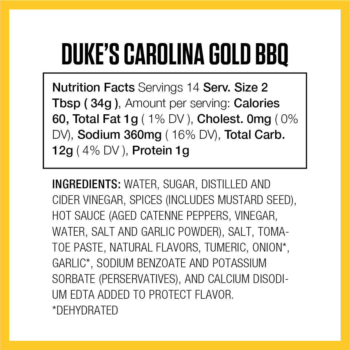 Duke's Carolina Gold BBQ Sauce 17 Ounce Bottle