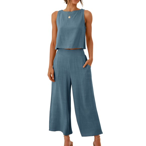 Mono de lino de verano ANRABESS de 2 piezas para mujer