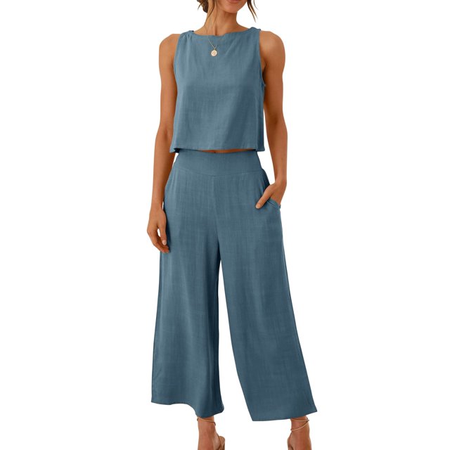Mono de lino de verano ANRABESS de 2 piezas para mujer