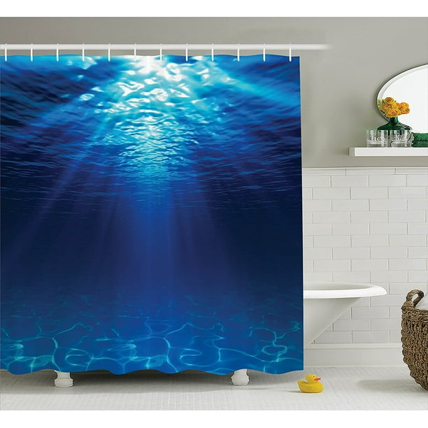 Ocean Decor Shower Curtain Set By , Underwater View With Sandy Seabed