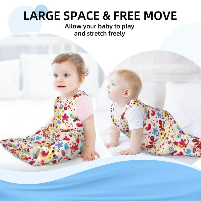 Tebeau Cute Butterfly Flowers Print Baby Sleep Sack Baby Wearable Blanket Baby Swaddle Sleeveless Summer Baby Sleeping Bag Medium Walmart