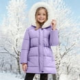 thumbnail image 2 of newwalpole Girls Winter Coats Hooded Sherpa Lined Lightweight Jacket Thick Warm Puffy Waterproof Windproof Cotton Shiny Jackets Light Purple for Size 7-8 Years, 2 of 6