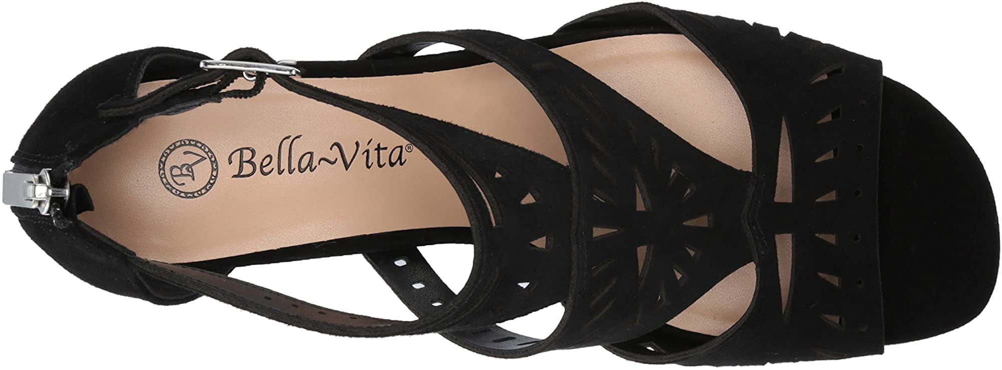 Bella Vita Womens Penny Cutout Sandal with Back Zipper Heeled Sandal