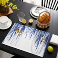 thumbnail image 3 of Navy Blue Placemats Set of 6, Summer Botanical Leaves Watercolor Placemats for Dining Table, Place Mats for Kitchen Tabletop, Waterproof Wipeable Dining Table Mats Set, 3 of 9