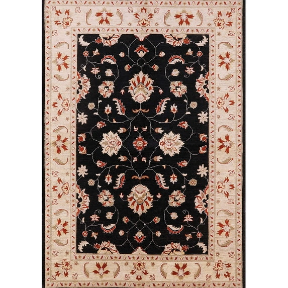 Ahgly Company Machine Washable Indoor Rectangle Industrial Modern Pastel Orange Area Rugs, 5' x 8'
