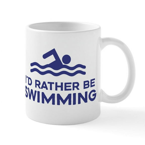CafePress - I'd Rather Be Swimming Mug - 11 oz Ceramic Mug - Novelty Coffee Tea Cup
