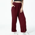 thumbnail image 2 of SWSMCLT Women's Plus Size Pajama Pant Stretch Lounge Comfy Soft Wide Leg Casual Lightweight Loose Fit Elastic Waist Ankle-Length Cotton Pj Bottoms Palazzo Red XX-Large, 2 of 4