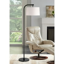 360 Lighting Serra Modern 64" Tall Standing Floor Lamp Curved Chairside Arc Offset Arm Foot Switch Black Metal Living Room Bedroom
