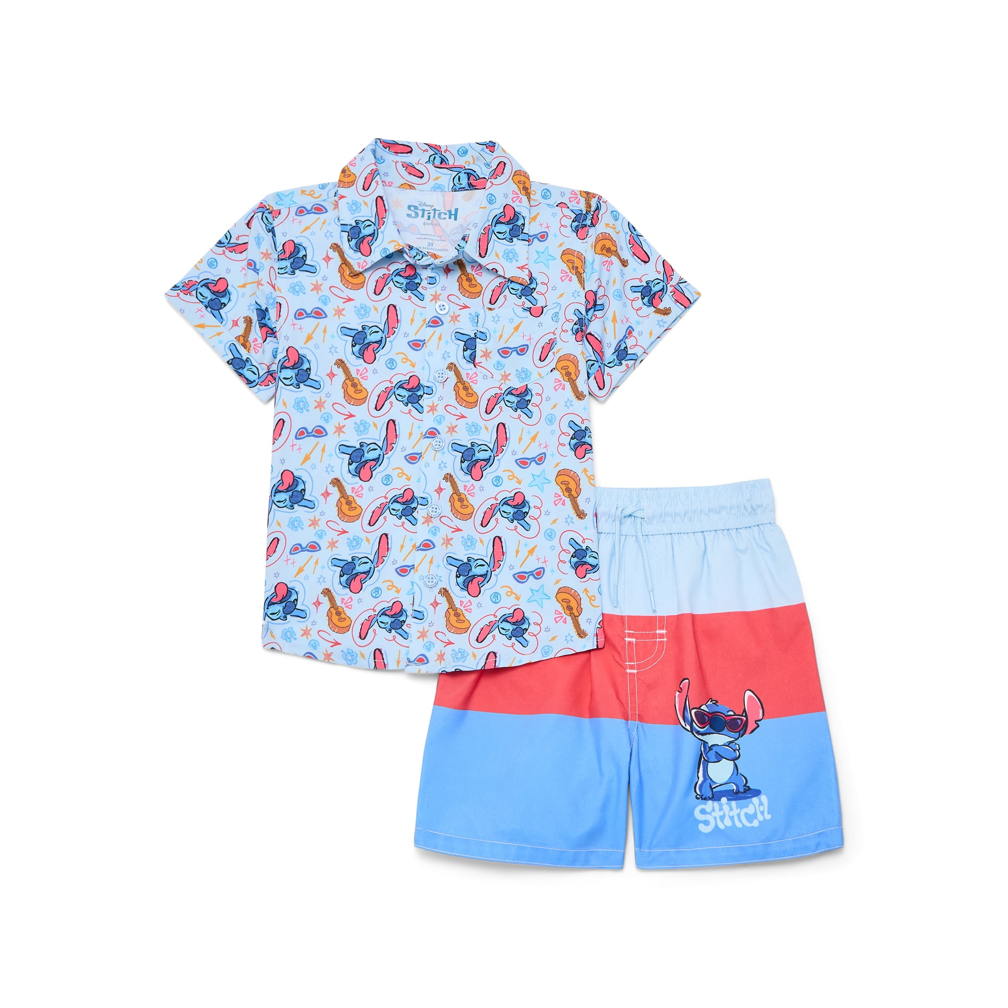 Character Toddler Boy Resort Shirt and Swim Trunk Set, 2-Piece, Sizes 12M - 5T