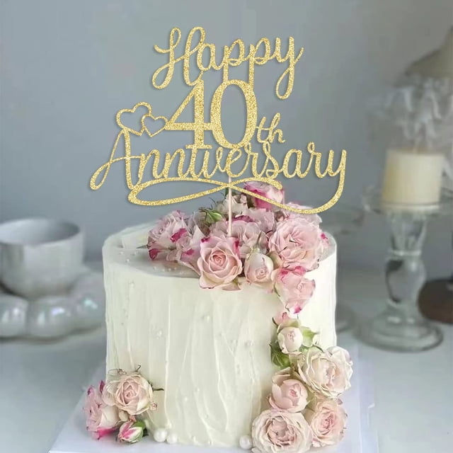 Cake topper Sleyberoy 40.º aniversario con brillo dorado