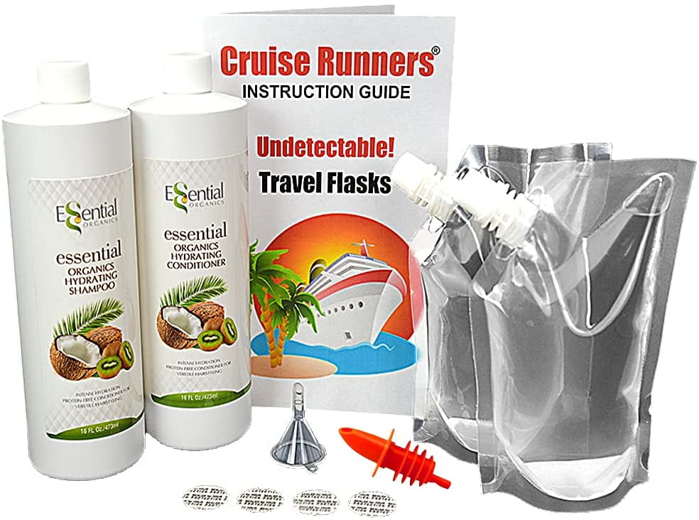 Concealable And Reusable cruise sneak flask Liquor kit，Rum Runner Alcohol Juice Travel Plastic Liquor Bags For Sneak Drink（6-5-0 Kit）