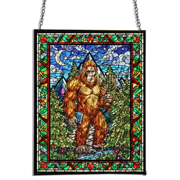 Lotusprinthandmade Bigfoot Stained Glass Suncatcher for Window Hanging Rec7x9.5