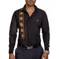 thumbnail image 1 of Camisa Hombre Casual Negra Franja Flores Cempasuchil Moon Ra, 1 of 6