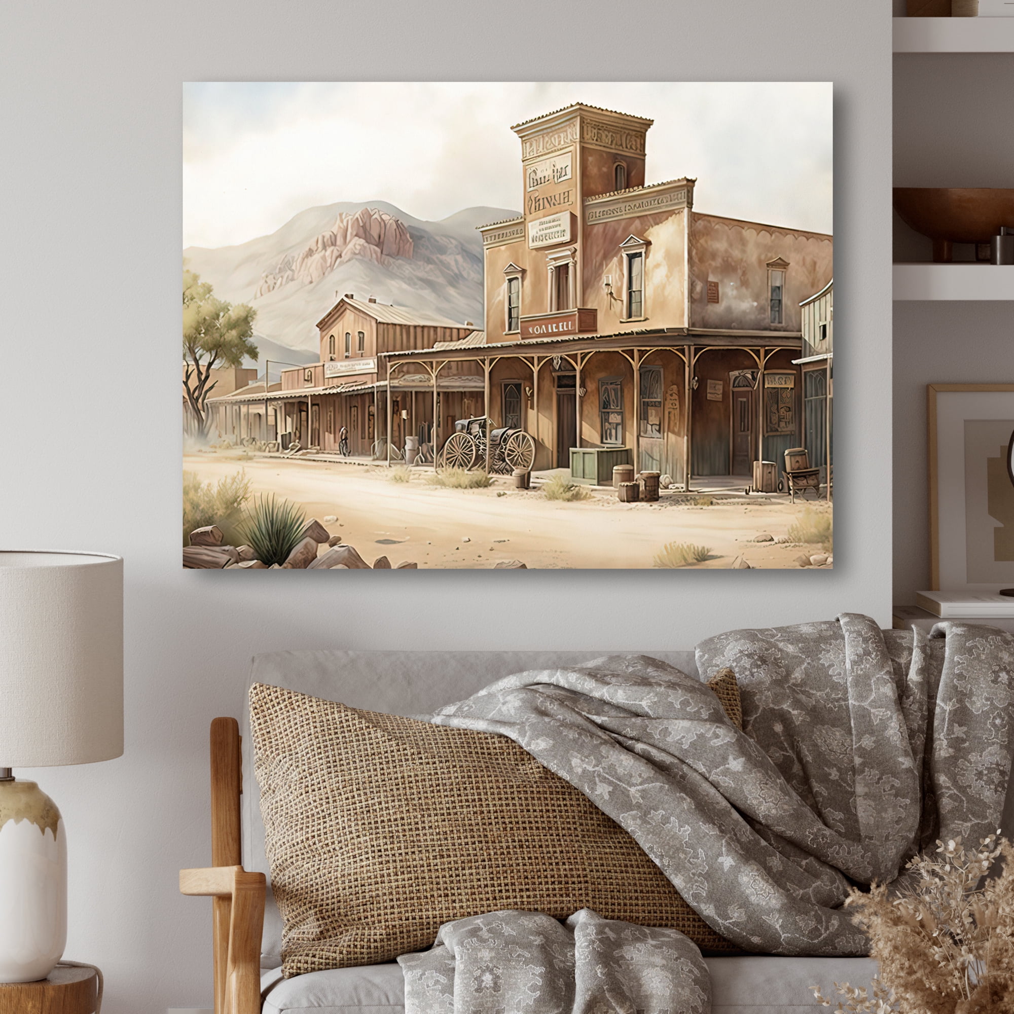 Designart Large Wild West Arizona Town V Canvas Wall Art