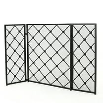 GDF Studio Chamberlain 3 Panelled 14.18 lbs Iron Fireplace Screen, Black
