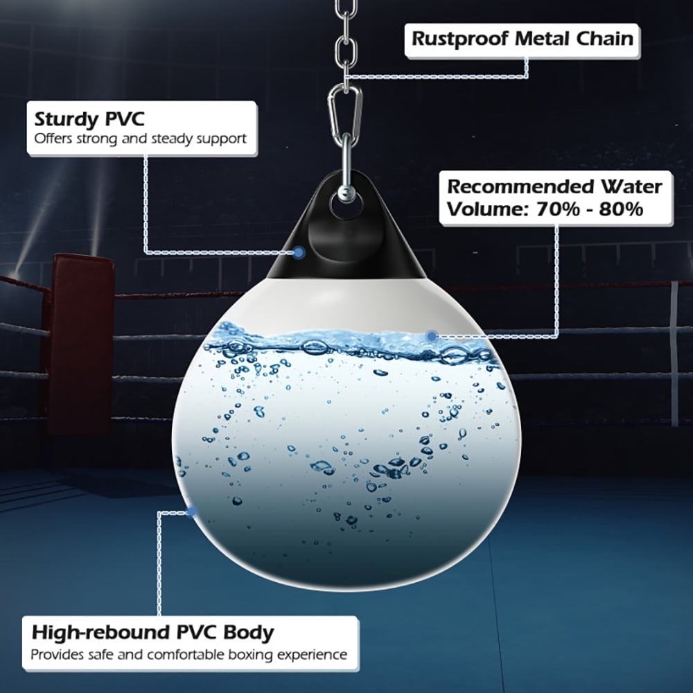 Topcobe 21 Inch Water Punching Bag with Adjustable Metal Chain, Boxing Equipment, Aqua Training Bag, Stress Relief & Fitness, White