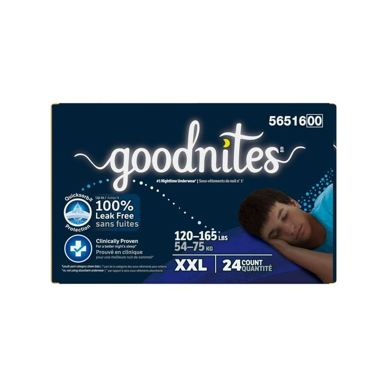 Goodnites Bedwetting Underwear for Boys, Size XXL (120-165