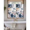 thumbnail image 4 of Vintage Blue Floral Bathroom Window Curtain, Farmhouse Watercolor Flower Butterflies Light Filtering Coffee Kitchen Curtains, Bedroom Living Room Curtains 2 Panel 84"x45", 4 of 6
