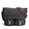 thumbnail image 1 of Compatible/replacement Vintage Waterproof Canvas Leather Trim DSLR SLR Shock-proof Camera Shoulder Messenger Bag (Brown) Black 01, 1 of 6