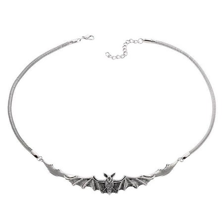 

Sorrowso Punk Bat Choker Necklace Retro for Creative Trendy Men s Cold Wind Pendant Jewel