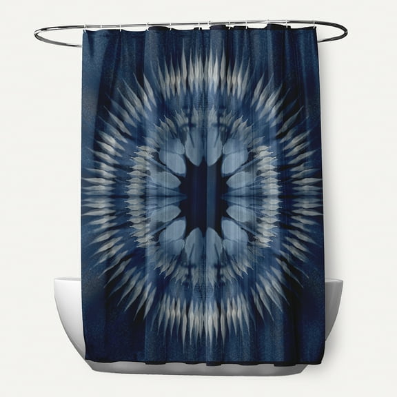 Simply Daisy Shibori Burst Polyester Polyester Shower Curtain, Navy