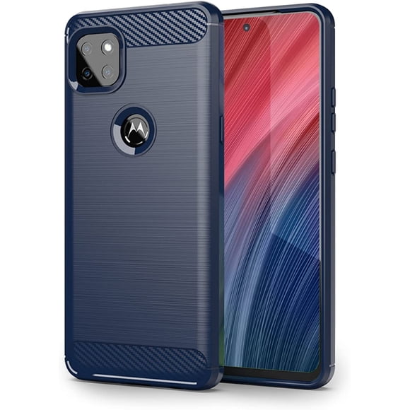 SCL Moto One 5G ACE Case,[Blue] Carbon Fiber Effect Gel Grip Protection Cover [Anti Scratch][Anti Collision][Free