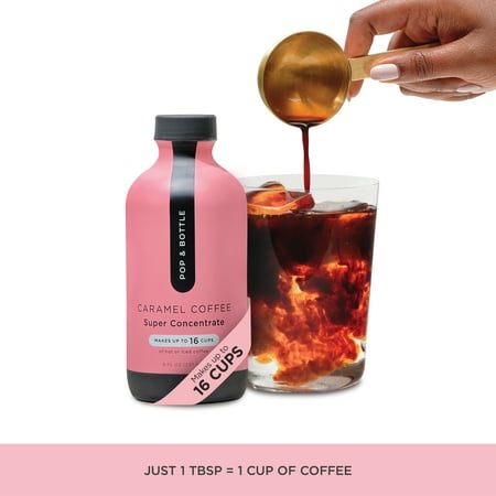 Pop & Bottle Instant Cold Brew Coffee Concentrate, Caramel, Shelf-Stable, 8 fl oz
