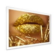 thumbnail image 2 of Designart 'Golden Female Lips' Modern Framed Art Print, 2 of 4