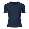 thumbnail image 6 of Men's Shirt Men's Solid Color Short Sleeved Outdoor Running Sports Breathable Short Sleeve Navy XXXXL, 6 of 7