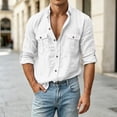 thumbnail image 5 of LEKWK Casual Button Down Shirts for men Long Sleeve Roll-up Sleeve Tops with Button Flap Pockets Classic Fit Lightweight Cotton Linen Feel for Work Safari Outdoor White M, 5 of 8