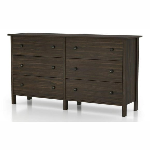 Furniture of America Zillett Commode Transitionnelle en Bois à 6 Tiroirs en Wengé Brun
