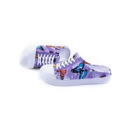 

Lacyhop Ladies Slides Slip On Mules Comfort Mule Sneakers Walking Breathable Casual Shoes Butterfly Non-Slip Clogs Purple US 7