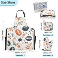 thumbnail image 3 of 5 Pcs Kitchen Set Heat Resistant Oven Mitts and Non-Slip Pot Holders with Adjustable Cooking Apron Rugby Star Leaves, 3 of 6