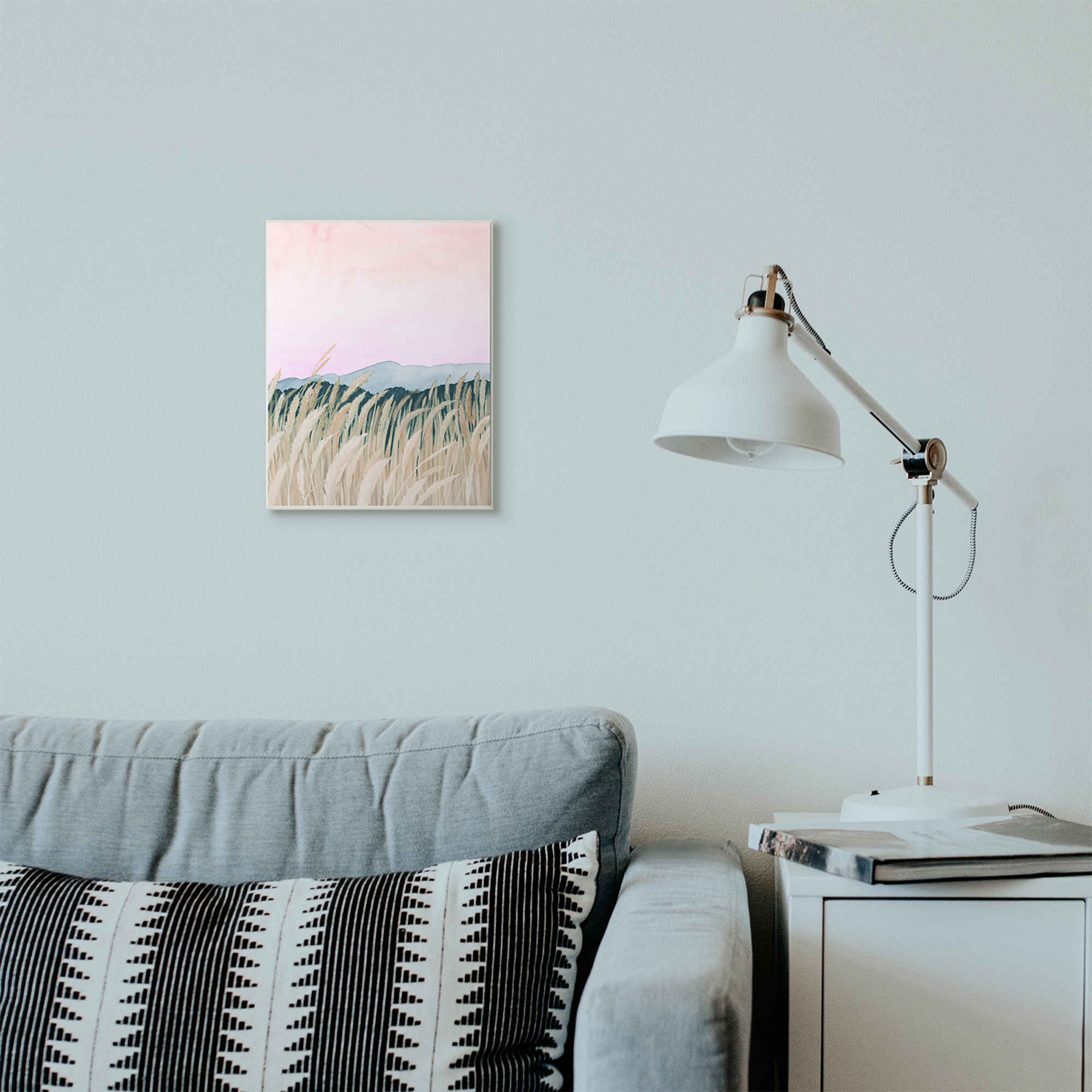 Stupell Industries Wheat Field Dawn Green Pink Watercolor Painting Wall Plaque by Grace Popp