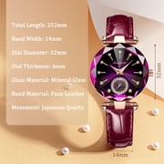 Watch for Women Round Quartz Waterproof Wristwatches Luxury Jewelry Design Watches Leather Band Ladies Watch Gift for Women
