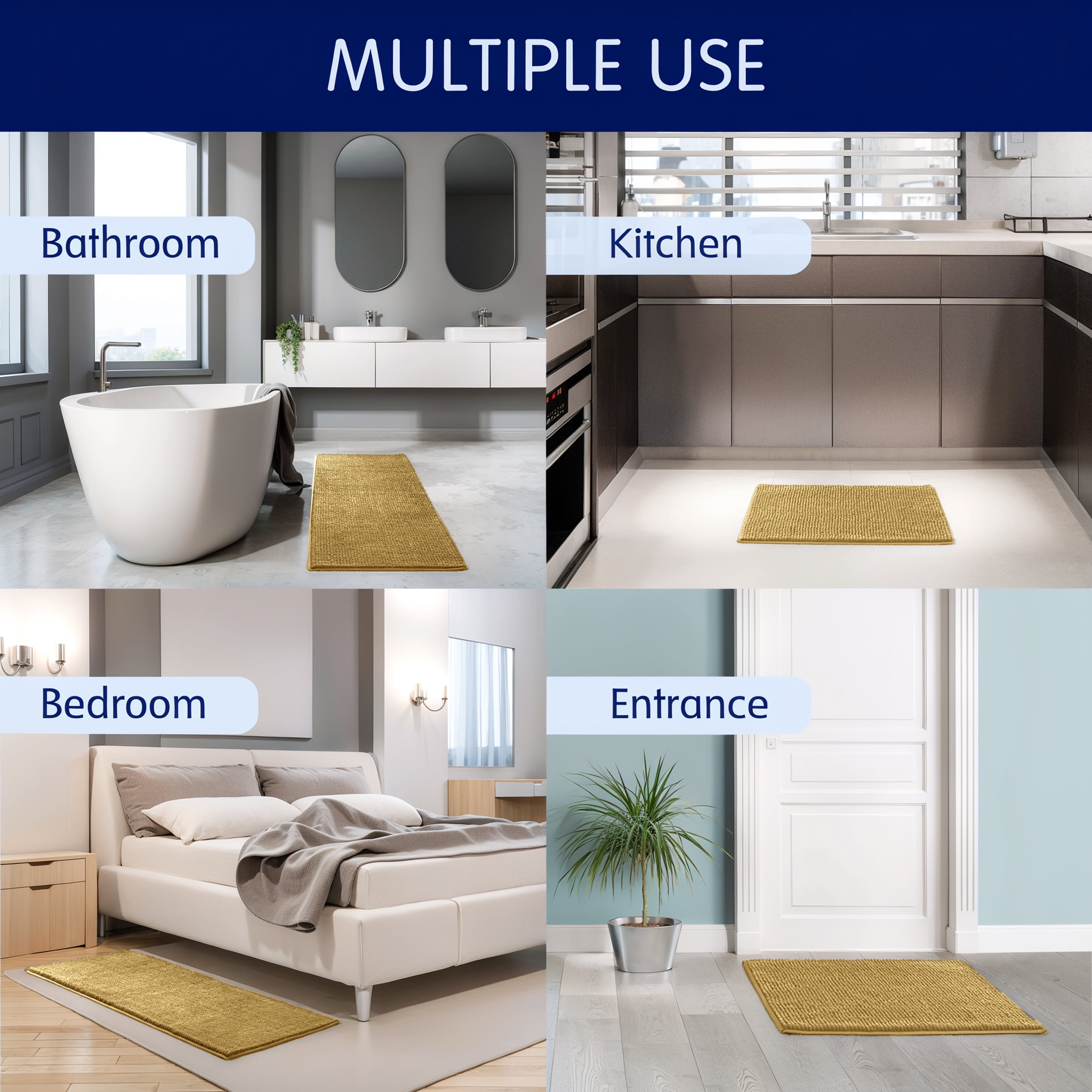 Subrtex Luxury Chenille Bathroom Rug Extra Soft and Absorbent Shaggy Rugs (Beige,20"*32")