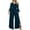 Dark Blue, variant on Dyfzdhu Jumpsuits for Women Slit Sequin Solid V Neck Elegant Wide Leg Loose Sleeve Bell Jumpsuit Black