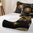 thumbnail image 4 of Homewish Mystic Sun Moon Twin Quilt Set, Cosmos Stars Twin Coverlet Set, Gold Dark Blue, 2 Pieces 1 Bedspread and 1 Pillowcase, 4 of 7