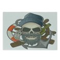 thumbnail image 1 of Skull Cutting Board, Illustration of Sailor Old Skull with Beard Mascot Nautical Theme Skeleton Lifebuoy, Decorative Tempered Glass Cutting and Serving Board, in 3 Sizes, by Ambesonne, 1 of 2
