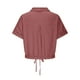 thumbnail image 2 of Camisa de manga corta con solapa y botones para mujer, top de playa con bolsillo, poliéster ligero, versátil para ocasiones informales y al aire libre, 2 of 3