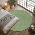 thumbnail image 3 of Grass Green Round Rugs 3.3ft, Farmhouse Burlap Solid Green Color Modern Linen Texture Non Slip Washable Rug Runner, Low Pile Indoor Floor Carpet Mat Bathroom Rugs for Living Room, Bedroom, Kids Room, 3 of 9