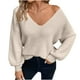 thumbnail image 3 of Ropa bonita,Blusa de manga larga con cuello en V y lazo para mujer, estilo casual, holgada, estampada, 95 % poliéster, 5 % elastano, para usar en casa, sopatenor, 3 of 9