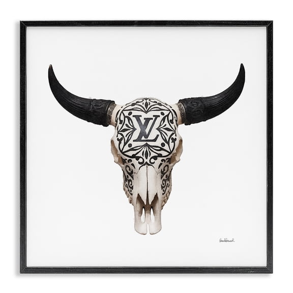 Stupell Industries Southwestern Glam Skull Fashion Painting Black Framed Art Print Wall Art, 12 x 12