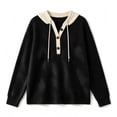 thumbnail image 4 of yillto Womens Sweater Hooded Knit Long Sleeve Sweatshirt Plus Size V Neck Loose Fashion Casual Tops, 4 of 5