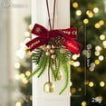 thumbnail image 1 of C Christmas Bow With Small Bell Ornament Hanging Decoration For Tree Gift Package Party Festival Home Decor, 1 of 2