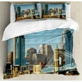 thumbnail image 1 of Cincinnati Duvet Cover Set King Size, Sunny Days at Midwest Metropolitan American Suspension Bridge Photograph Print, 3 Piece Bedding Set with 2 Pillow Shams, Multicolor, by Ambesonne, 1 of 3